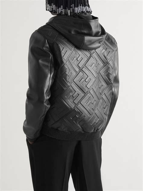 fendi leather jacket mens|fendi leather hooded jacket.